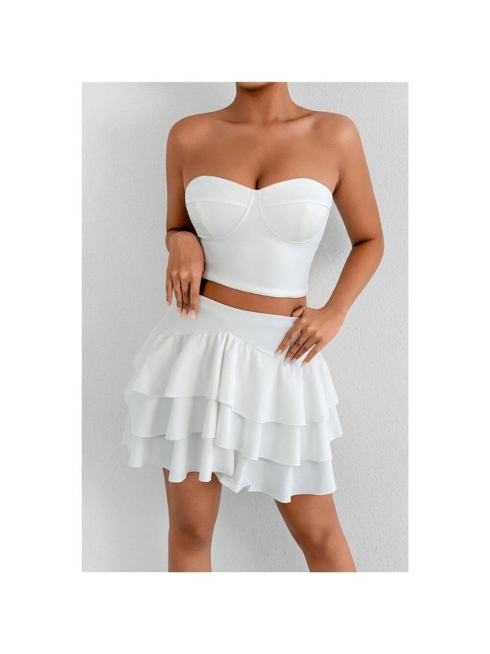 Tube Top and Ruffle Layered Skirt Set